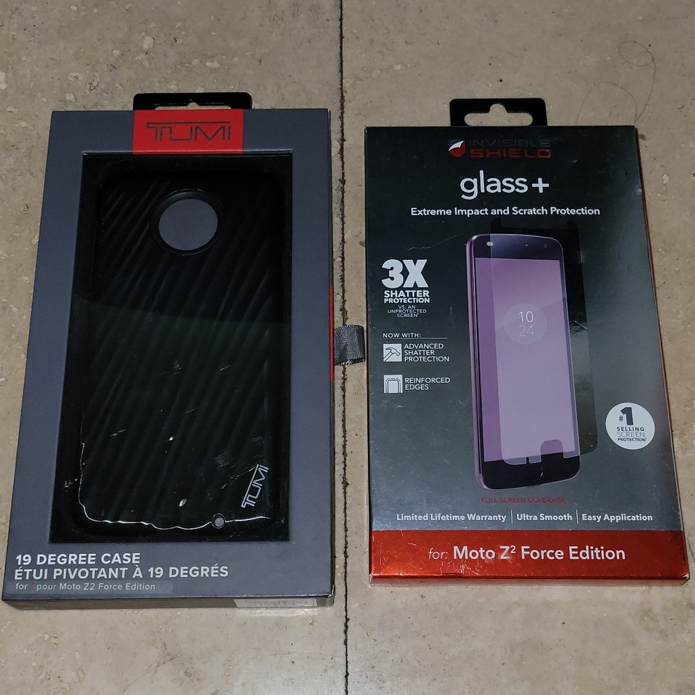 TUMI 19 Degree Case & ZAGG Screen Protector for Motorola Moto Z2 Force Edition